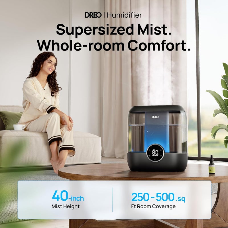 Dreo 6L Top Fill Humidifiers for Bedroom, 60H Runtime 28 dB Quiet Supersized Cool Mist Air Humidifiers for Large Room, Baby Nursery, Plant, Indoor, Night Light, Easy to Clean, Precise Humidity Control - Image 2